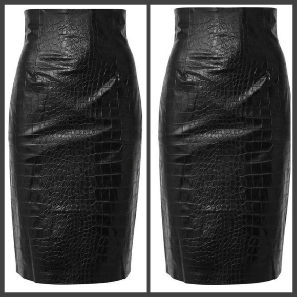 Nanushka ANIA Faux Leather Croc MIDI Skirt XS - Picture 7 of 7